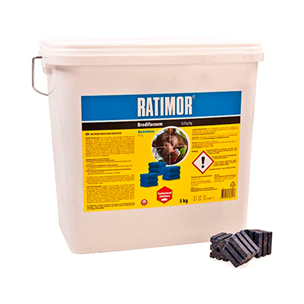 RATIMOR Cebo Rodenticida BRODIFACOUM Bloques de 20 GR.